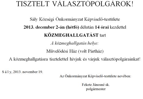 Meghívó közmeghallgatásra